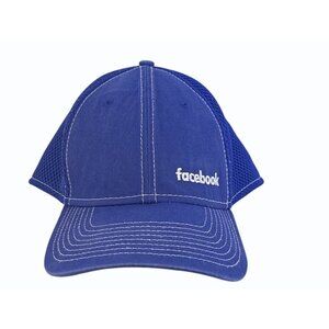 NEW ERA 39Thirty Med/Large‎ Blue Denim FACEBOOK Logo Baseball Cap Cotton / Mesh